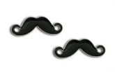Brinco de bigode resinado na cor preta feito de aço inox