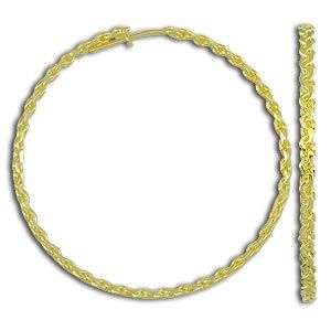 Brinco de argola folheado a ouro c/ fio torcido e laminado