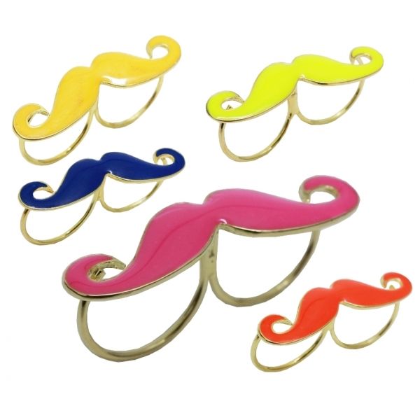 ANEL DOIS DEDOS MUSTACHE COLORIDO