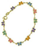 Pulseira folheada a ouro c/ borboletas coloridas