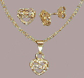 Conjunto com brincos e pingente em forma de coração escrito